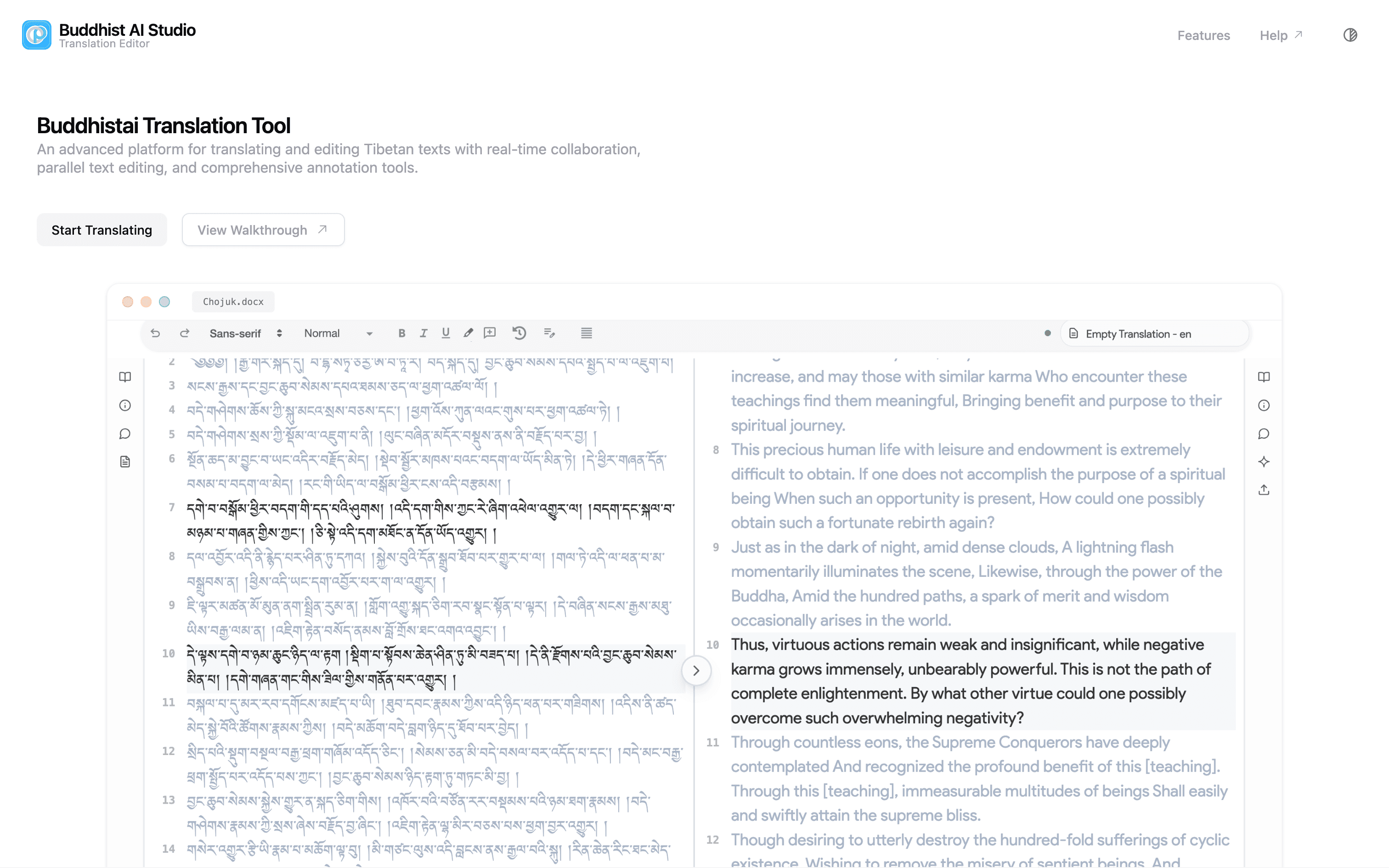 Buddhist AI Studio landing page