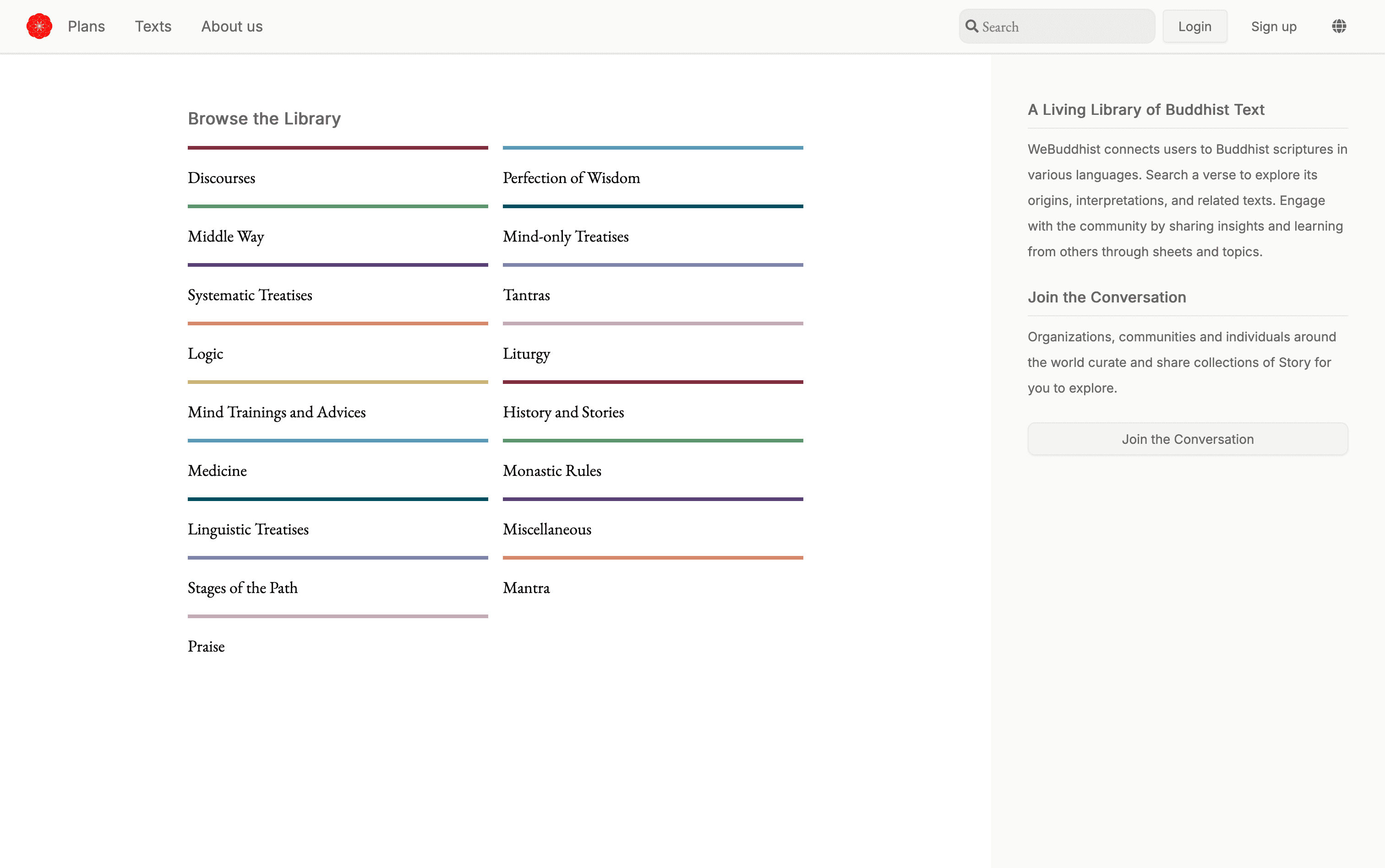 WeBuddhist web home screen